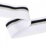 Подвяз (довяз) трикотажный 3.5х80 см, белый с т.синей и серебряной полосами, 100% п/э, 2 штуки