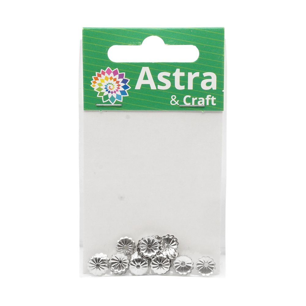 Шапочка для бусин, 5мм 50 шт в упак, Астра, Никель