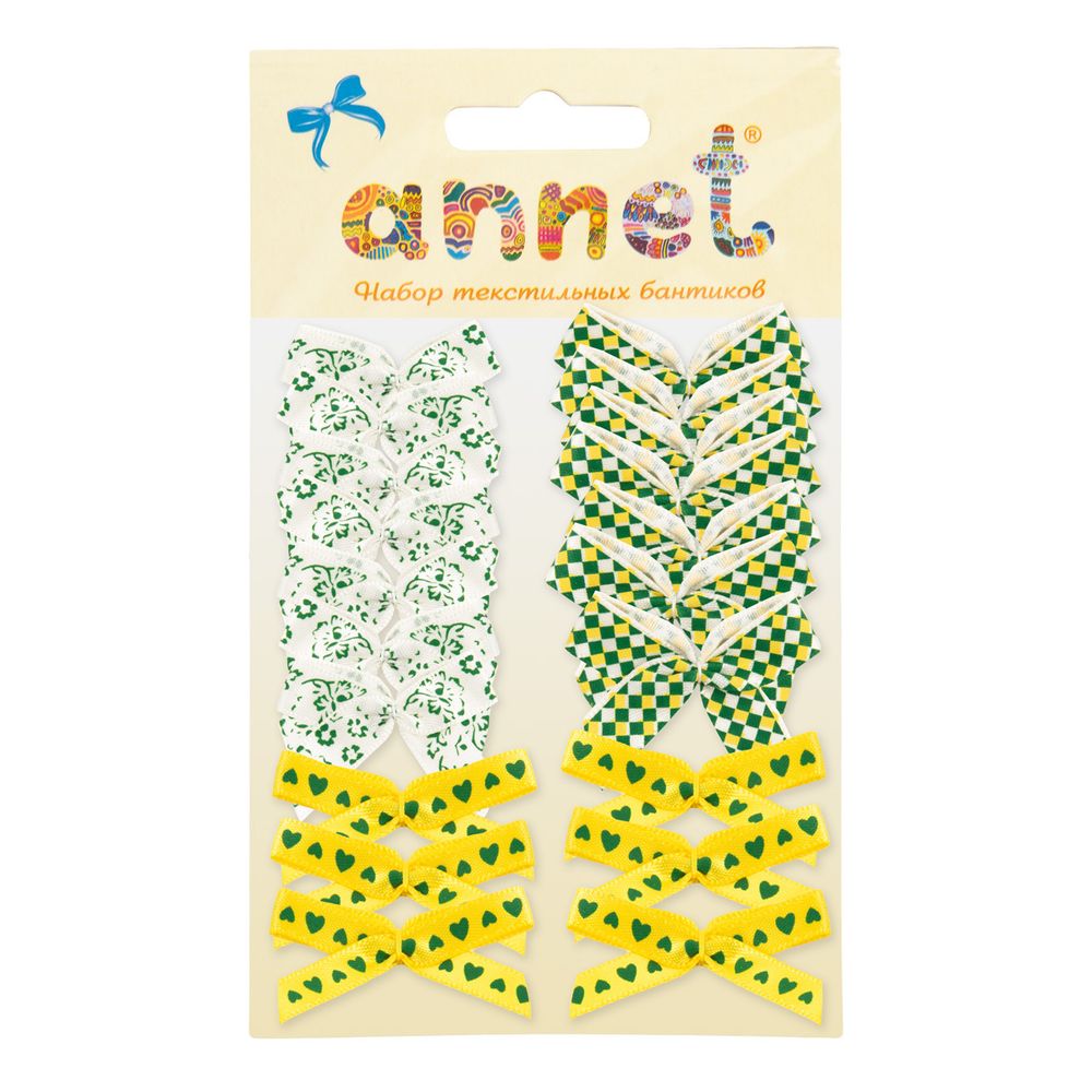 Набор текстильных бантиков, 100 шт, 203 желто-зеленый, Annet BDR