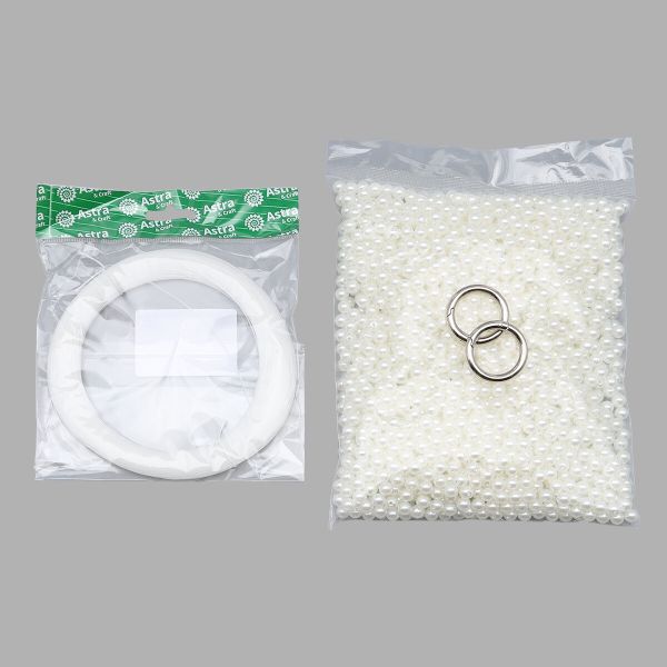 Набор для плетения сумки из бусин 8 мм белый жемчуг, Astra&Craft