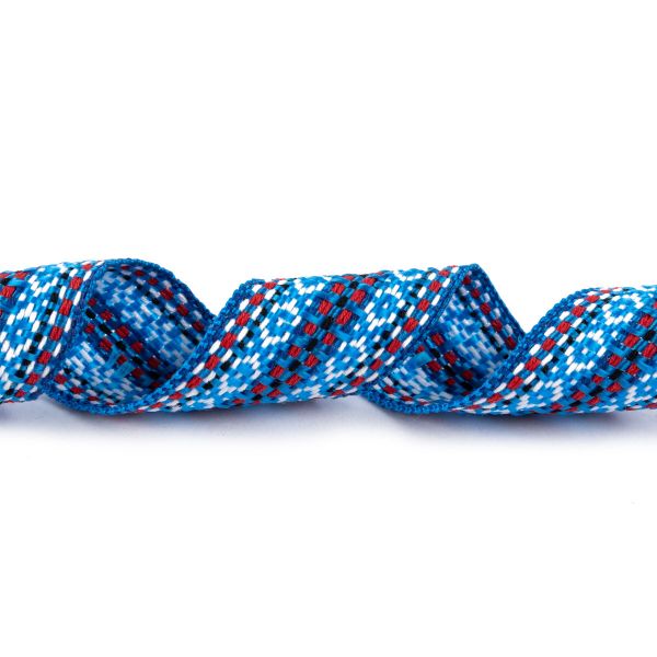 Лента (тесьма) жаккардовая 30.0 мм / 25±1 метров, Орнамент для северных народов, рис 9871 №5 син/бел/красн/черный, Gamma C3881