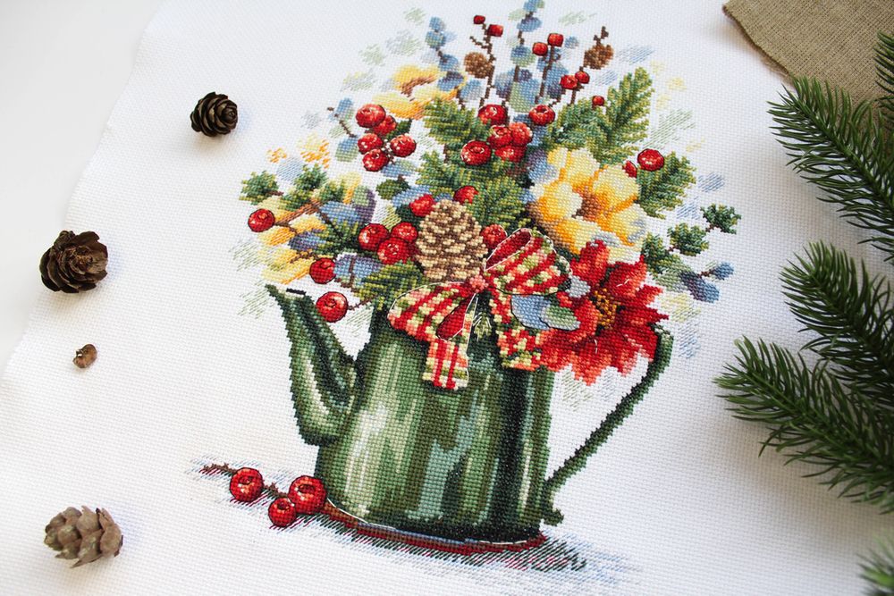 Набор для вышивания нитками МП Студия, Изысканный букет, 27х21 см