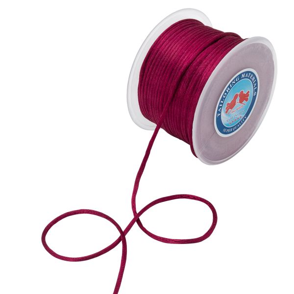 Шнур атласный корсетный ⌀2.0 мм / 50 метров, 3088 бордовый