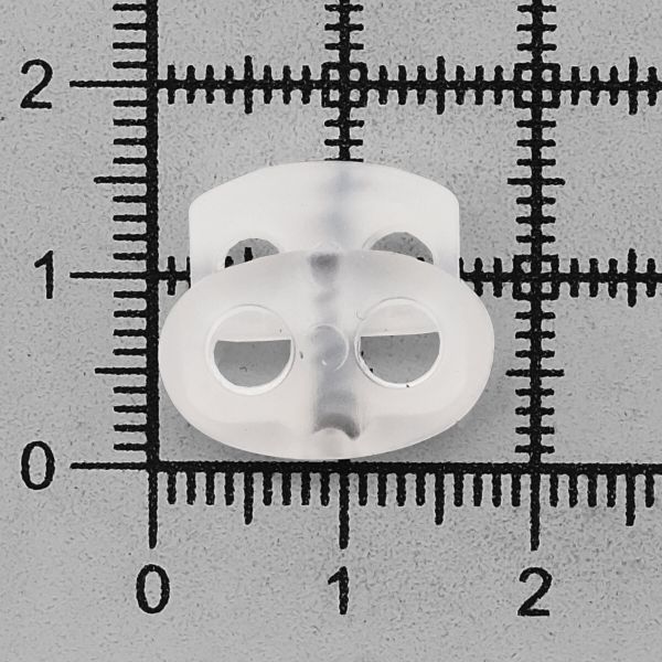 Фиксатор (зажим) для шнура пластик 2 отв., ⌀4.0 мм, 14х17 мм, овал малый ПП, прозрачный, 100 шт