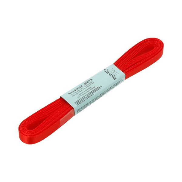 Лента атласная 1-сторонняя 6.0 мм / 10 шт по 5.4 метра, №026 красный, Gamma AL-6P