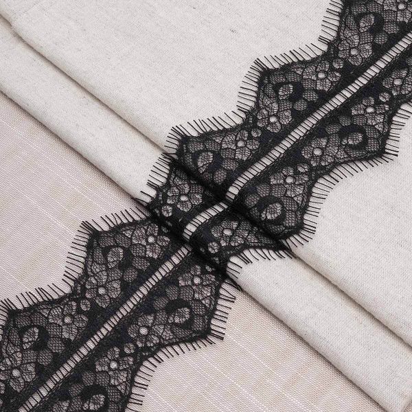 Кружево шантильи (реснички) на сетке 82 мм / 30 метров, черный, 3AR1278