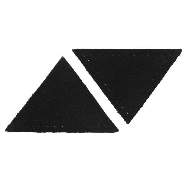 Заплатки пришивные из замши, треугольник равнобедр., стор.5см, с перфорацией, 2 шт, 100%кожа, 20 черный, 59901