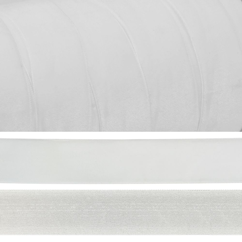 Лента бархатная (тесьма) 15.0 мм / 5 метров, LB2502 нейлон, цв.белый