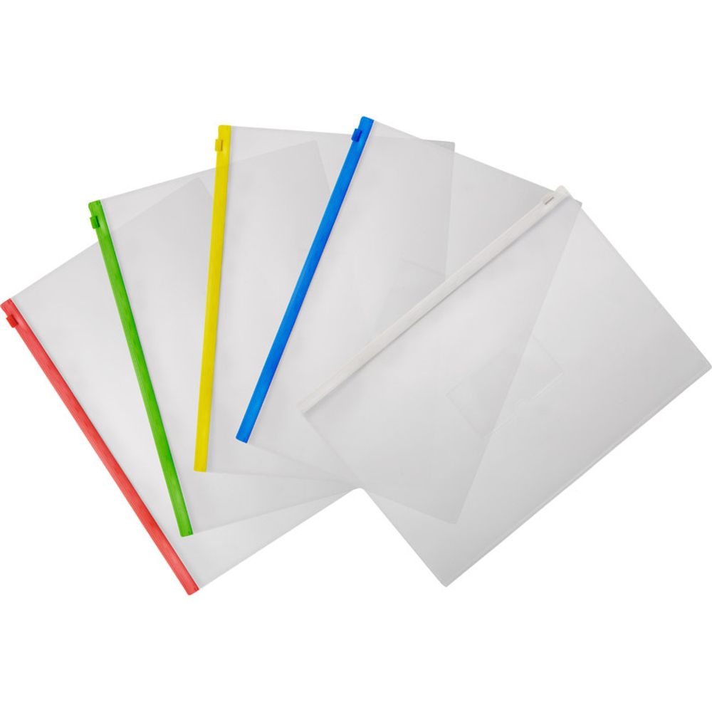 Папка-конверт на молнии А4, 335х230, толщина 0,15 мм, карман для визитки, ассорти, LAMARK417, 12 шт