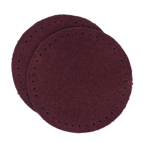 Заплатки пришивные из замши, круг ⌀6см с перфорацией, 2 шт, 100% кожа, 31 бордовый, 59111