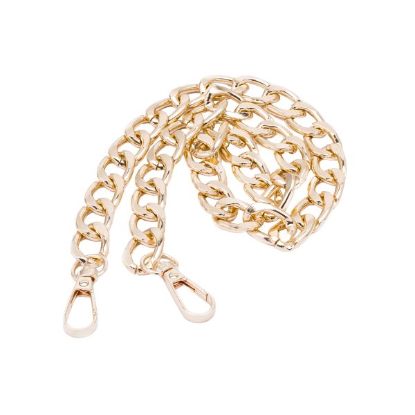 Цепочка для сумки с карабинами алюм 60см 13,5х20,5мм, плоская, цв. золото, 9729833