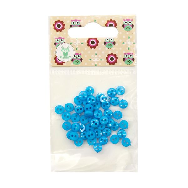 Украшения декоративные пуговицы Мини 2 прокола, 6мм, 50 шт ± 2 шт пластик, цв.синий