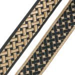 Лента (тесьма) жаккардовая 35.0 мм / 10±0.5 метров, бордюр Плетеный орнамент 35274 V10 черный/золото