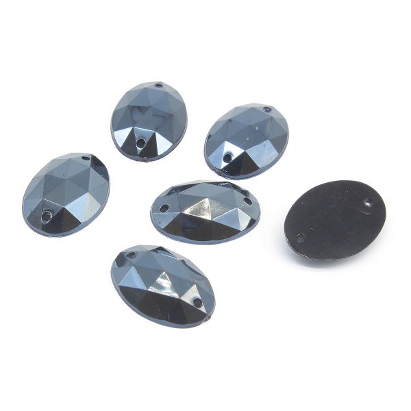 Стразы пришивные, акриловые, 13х18 мм, 6 штук (овальные) Astra&Craft (36 графит)
