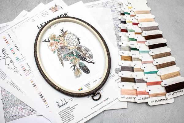 Набор для вышивания нитками LetiStitch, Лунные сны 30х20 см