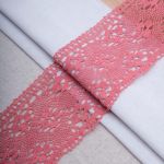 Кружево вязаное (тесьма) широкое 125 мм / 25 метров, хлопок, рис. 125.01.038, коралловый, С3749Г17