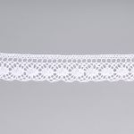 Кружево вязаное (тесьма) хлопковое 25 мм / 25 метров, одностор. (01 белый)