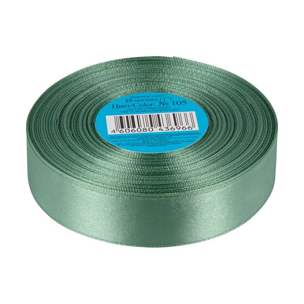 Лента атласная 1-сторонняя 25.0 мм / 33±2 метра, 105 зеленый, Gamma