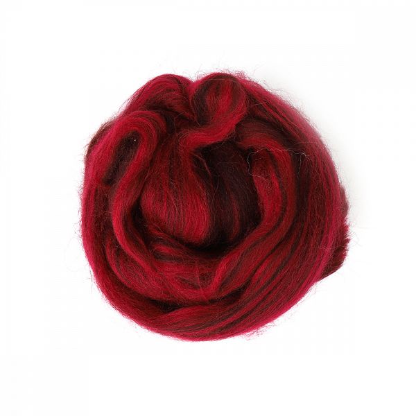 Шерсть для валяния Пехорка полутонкая шерсть (100%шерсть) 50г цв.1524 мультиколор (черный, бордо)