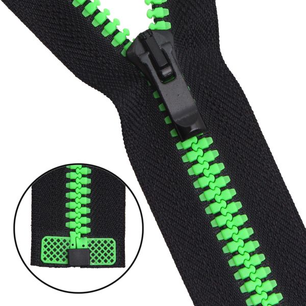 Молния трактор Arta Т5 (5 мм) 1 зам., разъем., 70 см, Neon, разъем., цв. 2076 -F цв. 077 черный / 049 яр.салатовый, уп.5 шт