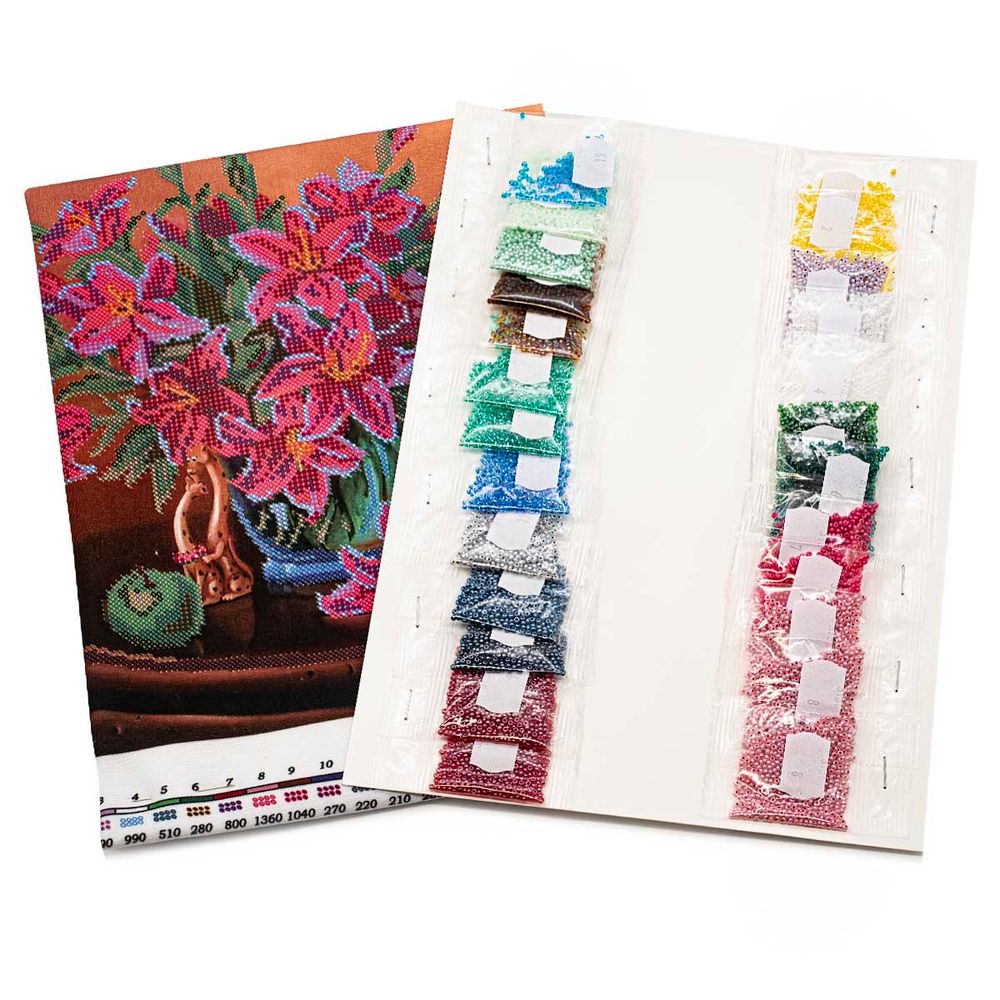 Набор для вышивания бисером Hobby&Pro, Лилии в натюрморте, 28х35 см