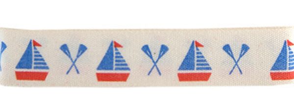 Лента хлопок с рисунком 16.0 мм / 5 шт по 3 метра, S6_040/026 Лодка, CLP-162 Gamma