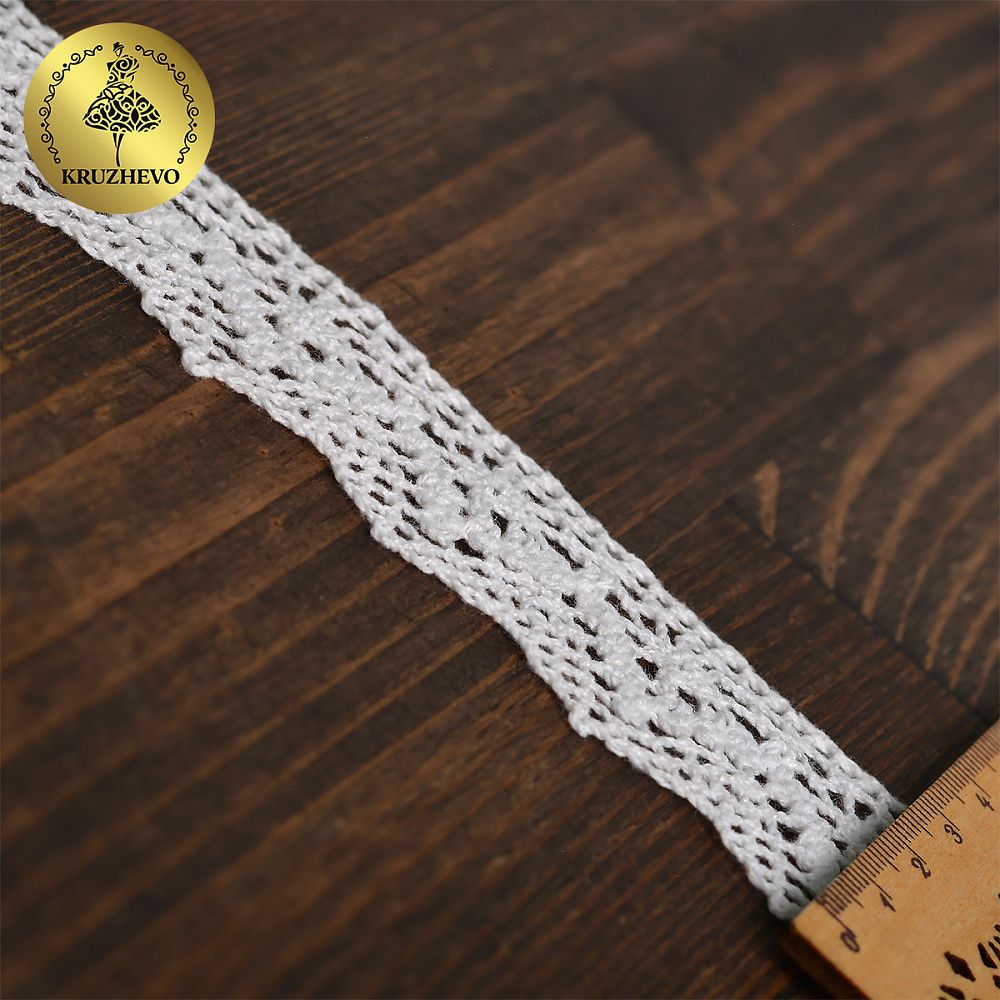 Кружево вязаное (тесьма) 32 мм, цв.02 белый, уп. 25 м, Kruzhevo