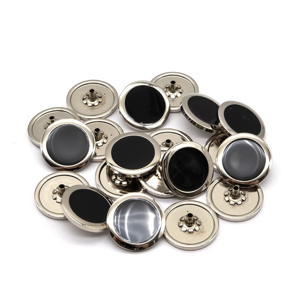 Часть кнопки Альфа (S-образная) ⌀25 мм (A-часть), 5/25 с кантом, металл/цв.эмаль, никель/черный, 20 шт, BIG