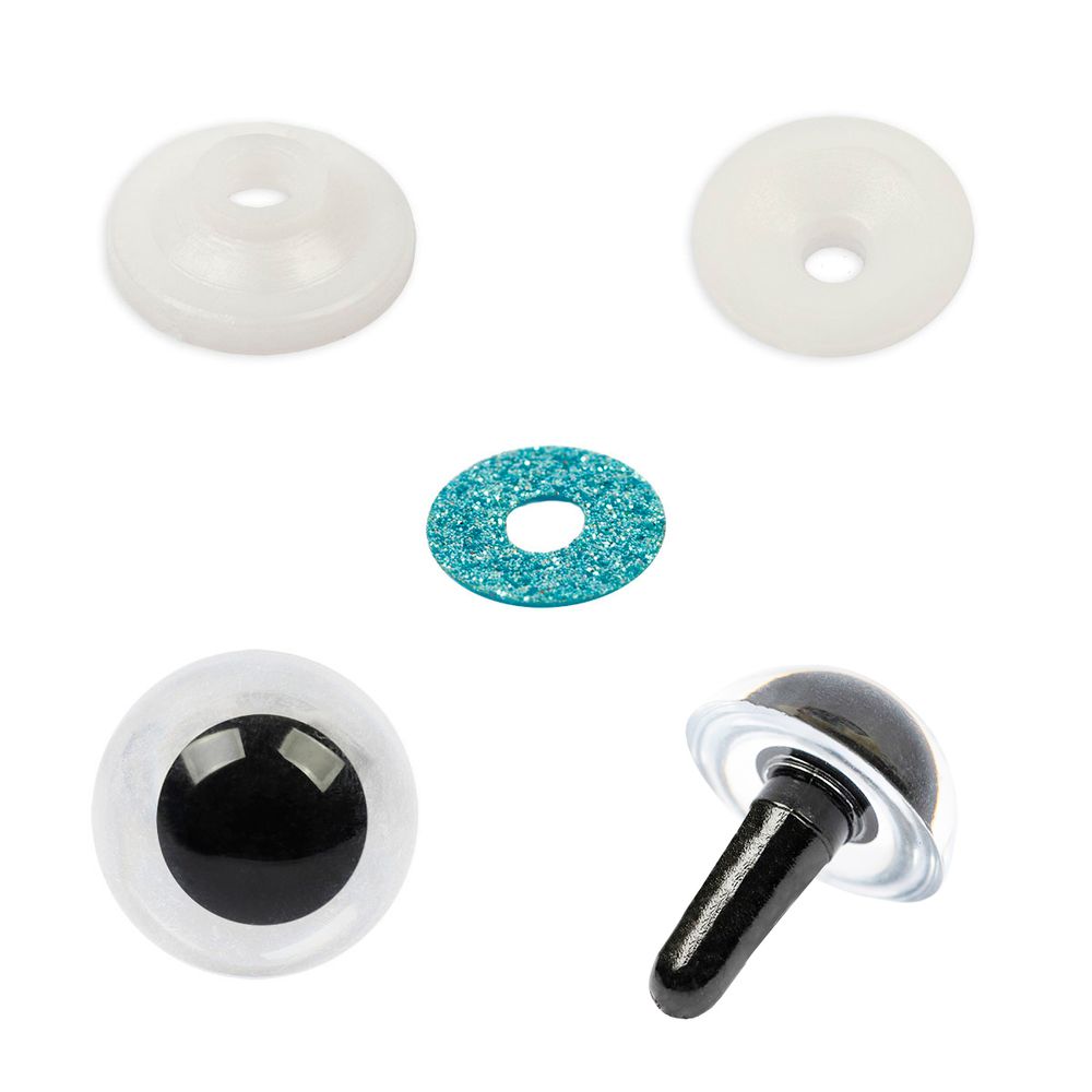 Глаза пластиковые с блестящей вставкой ⌀13 мм, 10 шт, голубой, HobbyBe PGSB-13