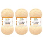Пряжа Вязь Акриловая тонкая / уп.3 мот. по 100 г, 360 м, 808 топленое молоко