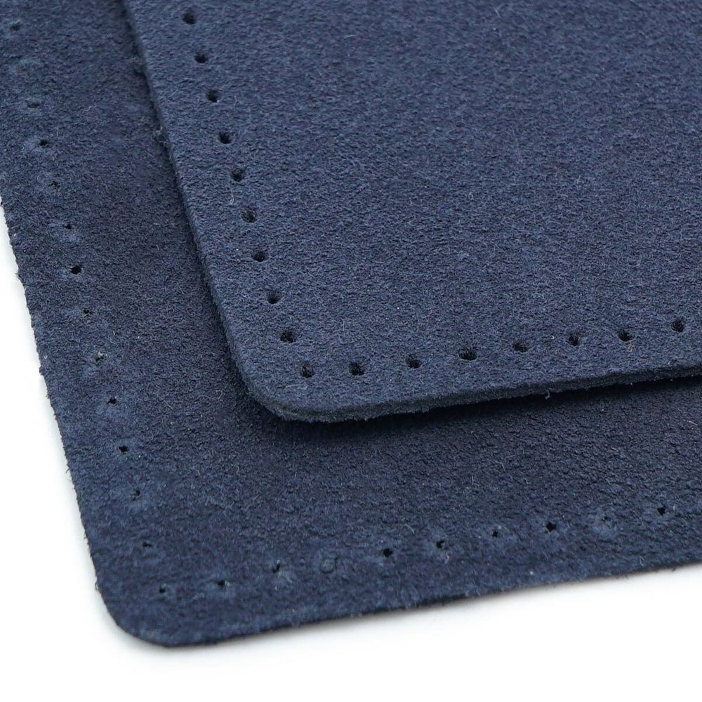 Заплатки пришивные из замши, прямоугольник 8х12,7см с перфорацией, 2 шт, 100% кожа, 22 темно-синий, 59123