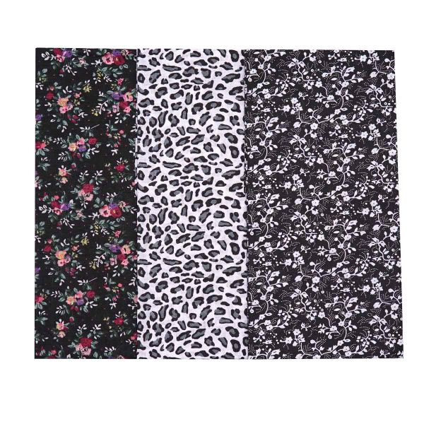 Набор тканей Бело-черный микс (100% хлопок), 50х50см, 3 шт, Astra&Craft, PAT03-01