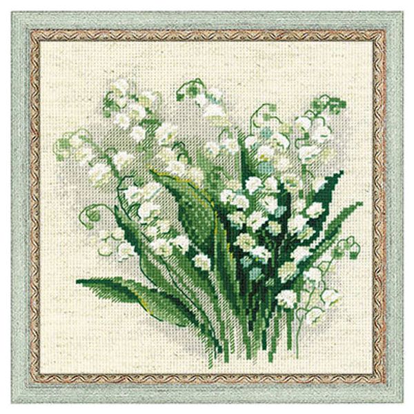 Набор для вышивания нитками Риолис, Весенние ландыши, 20х20 см