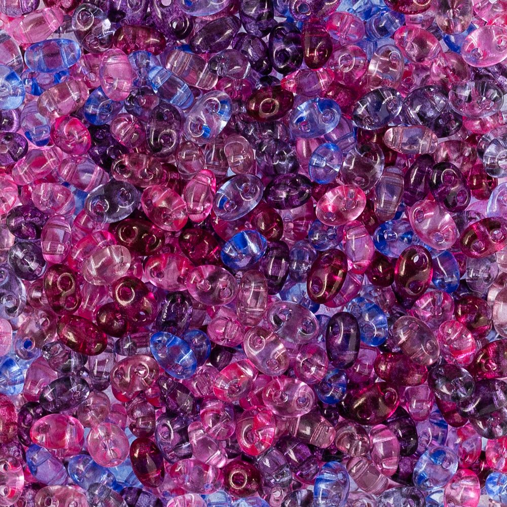 Бисер Preciosa Twin Mix 2.5х5 мм, 25 г, 1-й сорт, №42 розово-голубой