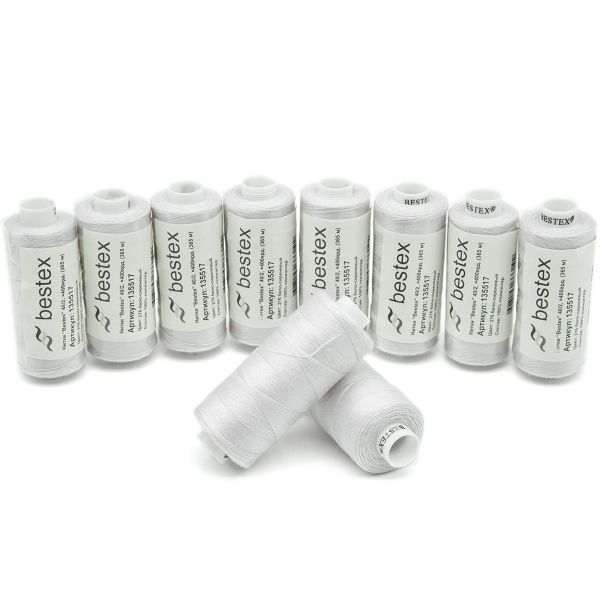 Нитки швейные бытовые Bestex 40/2, 365 м (400 ярд) / 10 кат., 276 бело-лиловый