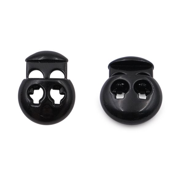 Фиксатор (зажим) для шнура металл 2 отв., 20.5х15.6 мм, ⌀3.5 мм, металл, G.Black (черный глянец), MFR12, 10 шт