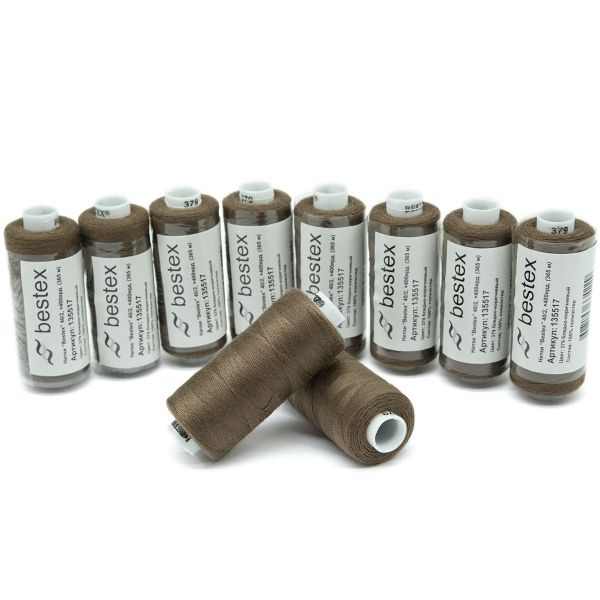 Нитки швейные бытовые Bestex 40/2, 365 м (400 ярд) / 10 кат., 379 бледно-коричневый