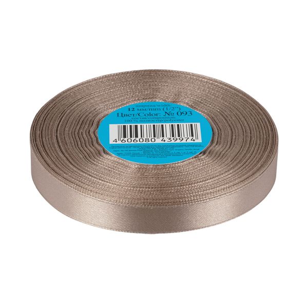Лента атласная 1-сторонняя 12.0 мм / 33±2 метра, 093 бежевый, Gamma