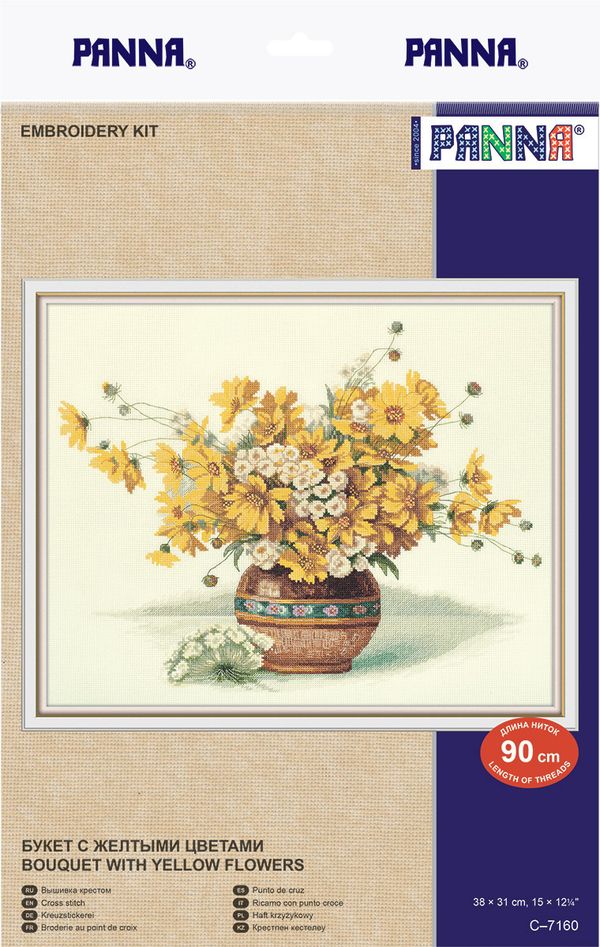 Набор для вышивания нитками Panna, Букет с желтыми цветами 38х31 см