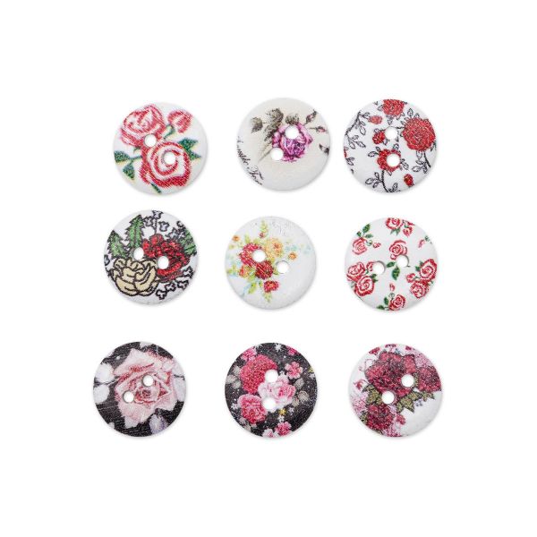 Украшения декоративные пуговицы деревянные Розы, 15 мм, 100 шт