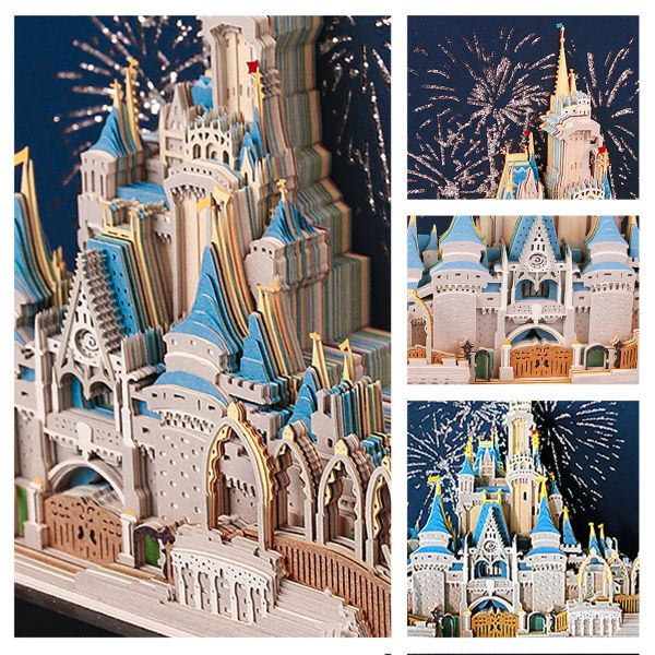 Блок бумажный для записей в виде 3D-заметок с подсветкой 200-250 г/м², 9х4х8 см, 148 л, Сказочный замок BBZ-03, BBZ-03