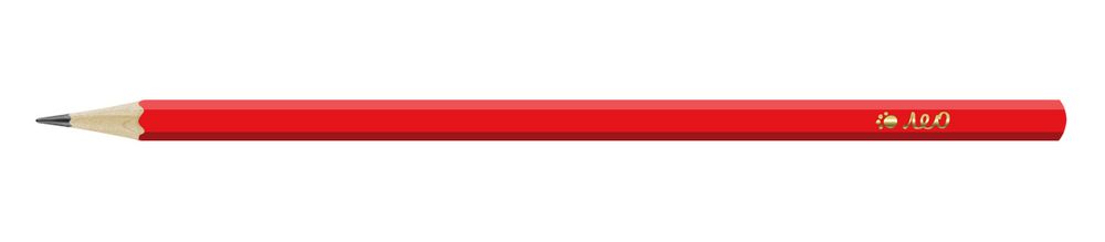 Карандаш чернографитный без ластика заточенный ТМ (HB) 12 шт, 01 красный корпус, Лео LNBBP