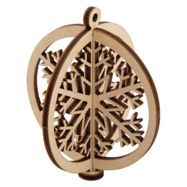 Подвеска объемная Новогодняя фанера ⌀6.38 смх7.48 см, Снежинка, Mr.Carving КЛ-13