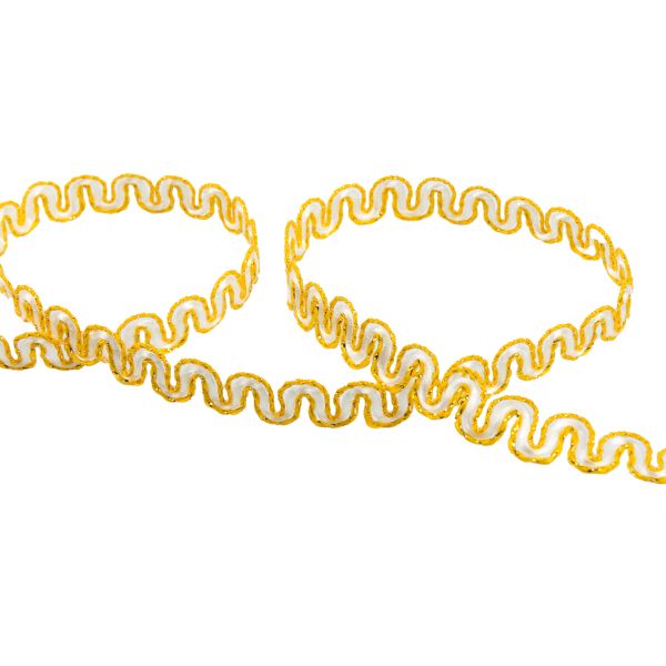 Тесьма декоративная 10 мм / 10 метров, метал. рис. 8657, БЫЛЫЙ/ под золото, Blitz