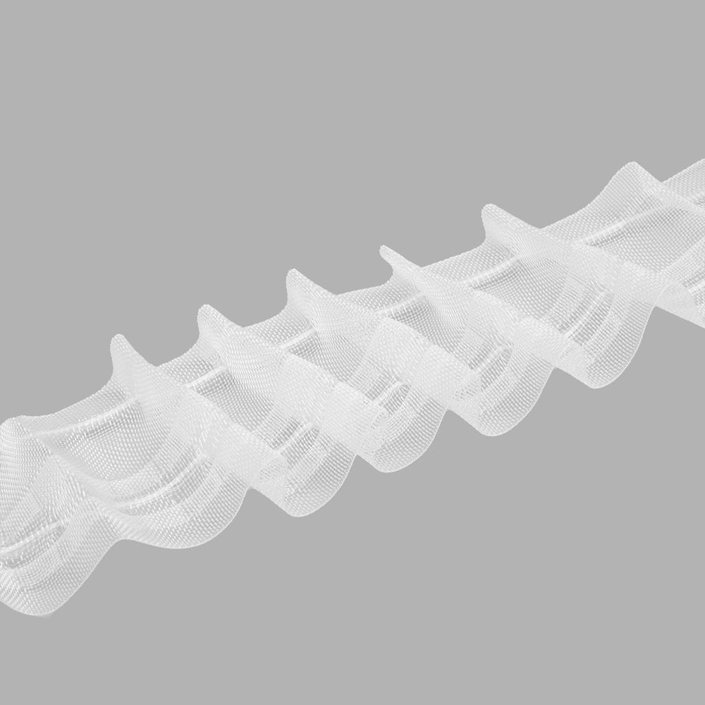 Лента (тесьма) шторная: сборка косая (левый наклон) (1:2) 50 мм / 50 метров, прозрачная