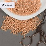 Бусины пластик (перламутр) ⌀4 мм, цв. 007 персик, 50 гр. (1500 шт), Magic4Hobby