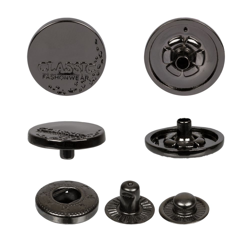 Кнопка Альфа (S-образная) ⌀15.0 мм, 36 шт, металл, нерж., 06 черн.никель, MIKRON JK 007