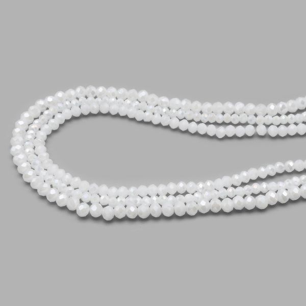 Бусины стекло ⌀2 мм, 3 мм, 4 мм, граненые, рондели, 3 нити по 38±1 см, микс, Astra&Craft, 36АВ белый воск АВ