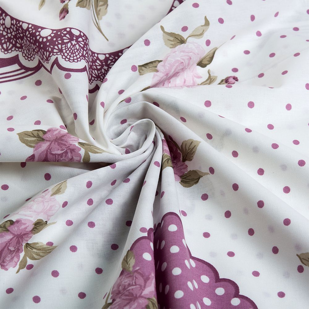 Ранфорс Розовые мечты 130 г/м², шир.240 см, в нарезке, цв. брусника, 10 метров /TOS/