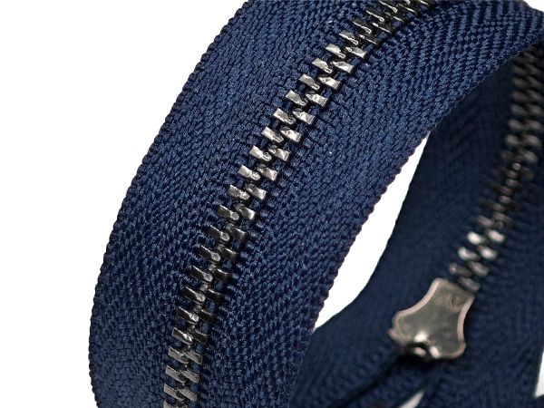 Молния металл (цв.SBS) джинсовая Т4 (4 мм) 1 зам., н/раз., 18 см, S-196 т.синий (звено: т.никель), уп.100 шт